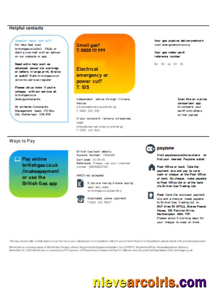British Gas Energy utility business bill page 3